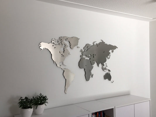 Weltkarte Edelstahl