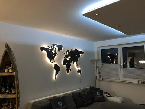 Weltkarte Eisenglimmer Wohnzimmer