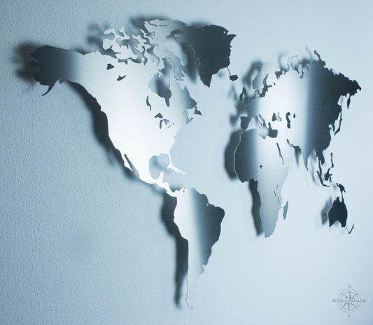Weltkarte aus Edelstahl